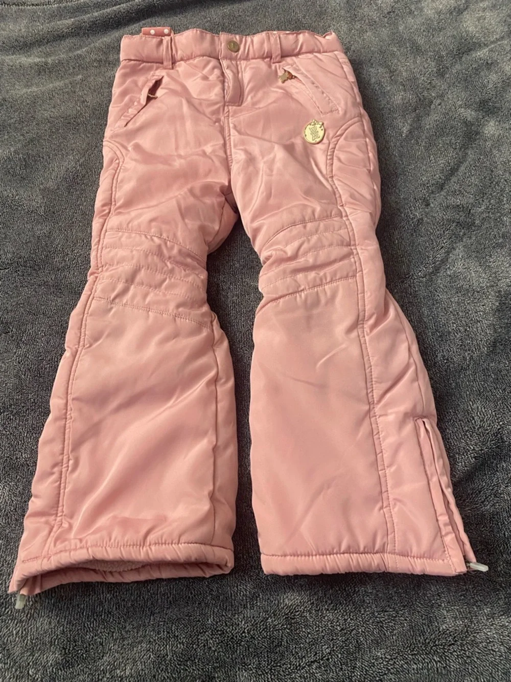 Jelispoon Boutique Dusty Pink Fleece-Lined Snow Bibs Size 120 (US 6/7) - Picture 2 of 9